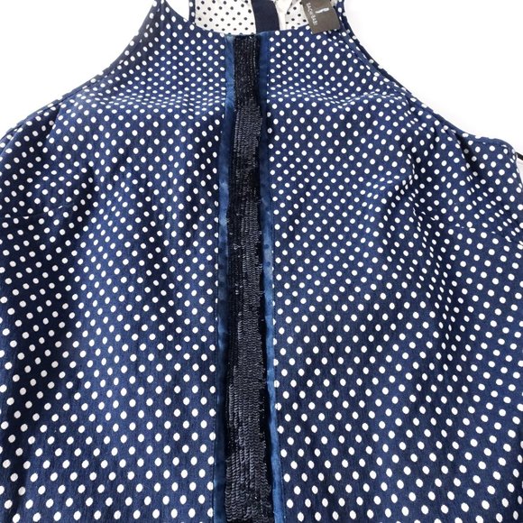 Sachin & Babi Blue White Polka Dot Net Sequin Zipper Back Tank Top XS - Picture 13 of 15